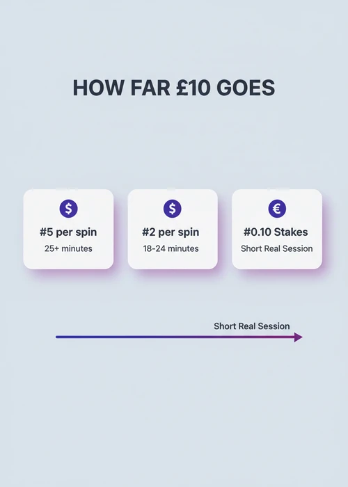 Smartphone displaying a mobile casino interface with a £10 deposit option